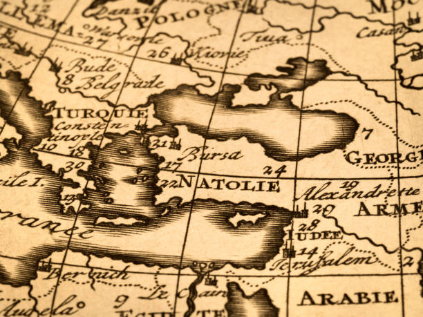 istock Antique old map, Greece and Turkey 1345610714