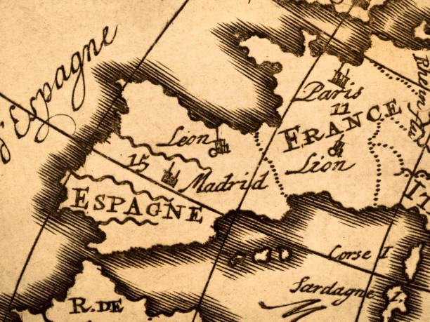 Antique old map, Iberian Peninsula
