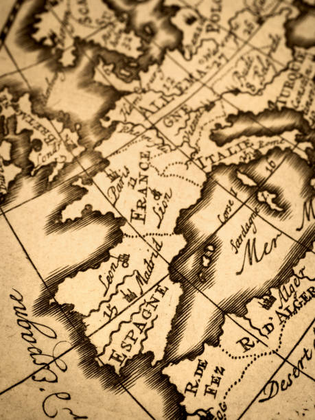 istock Antique old map, Iberian Peninsula 1345610791