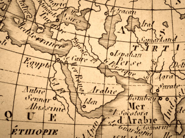 istock Antique old map, Middle East region 1345610802