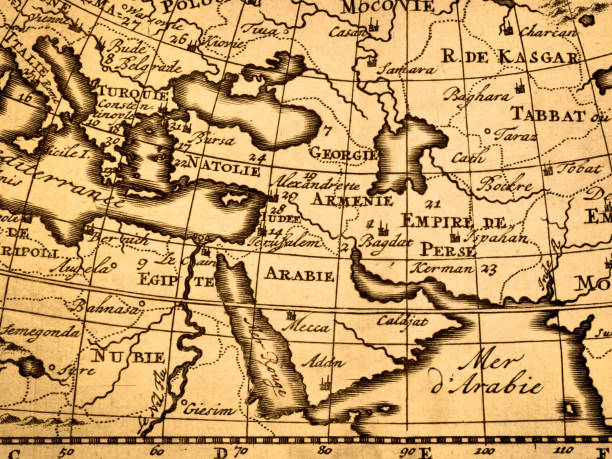 istock Antique old map, Middle East region 1345610810
