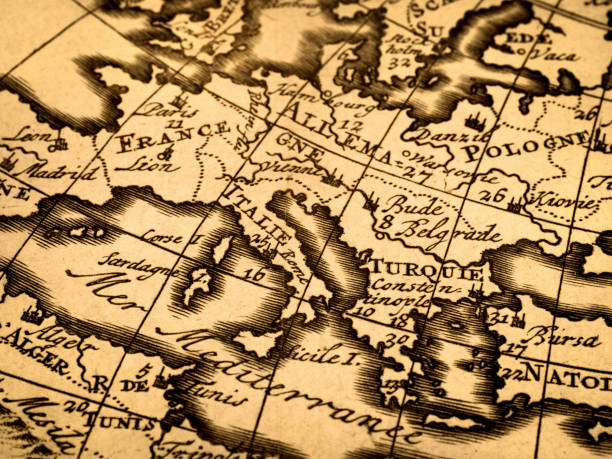 istock Antique old map, around the Mediterranean 1345610844