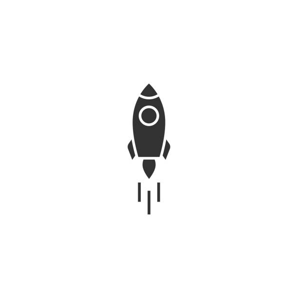 Rocket ship with fire. Isolated on white. Flat icon. Vector illustration with flying rocket. Rocket ship with fire. Isolated on white. Flat icon. Vector illustration with flying rocket. Space travel. Project start up sign. Creative idea symbol. Black and white. rocketship clipart stock illustrations