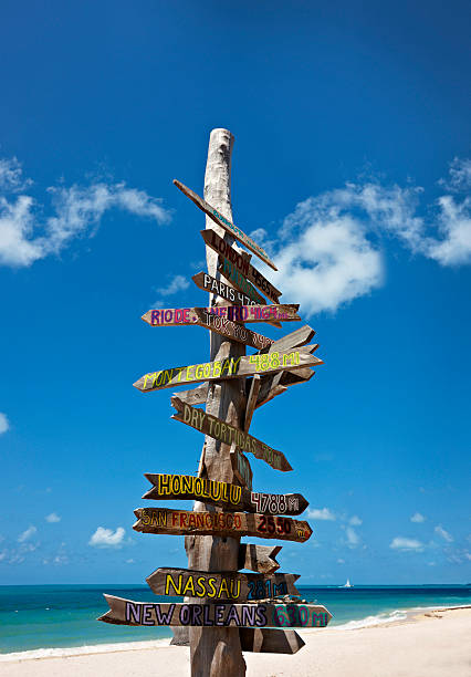 istock Wooden sign on beach in Key West 134561835