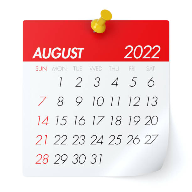 istock August 2022 - Calendar. Isolated on White Background. 3D Illustration 1345626660