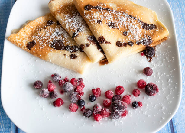 istock Homemade pancakes with berries. 1345629286