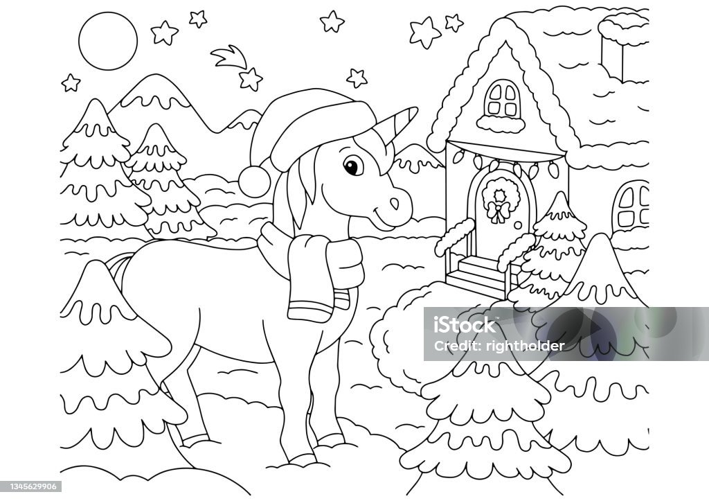 A princesa está montando um unicórnio página do livro de colorir para  crianças personagem de desenho animado ilustração vetorial isolada no fundo  branco