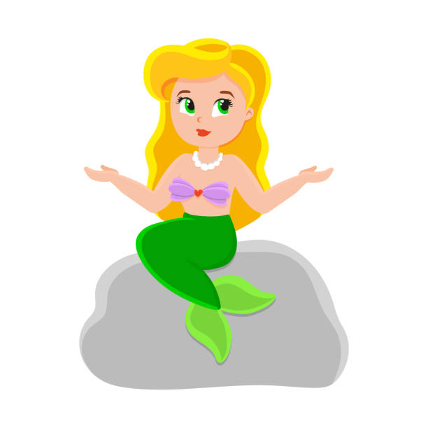 istock Cute character. Little mermaid. Colorful vector illustration. Cartoon style. Isolated on white background. Design element. 1345630121
