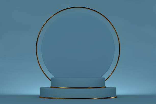 istock 3D Blue Stands, Product Stand, Blank Scene 1345632254