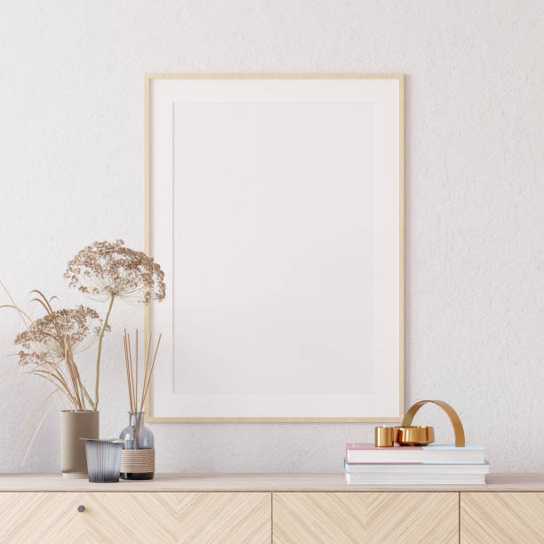 istock Interior Poster Frame Mockup with Modern Furniture Decoration 1345632567