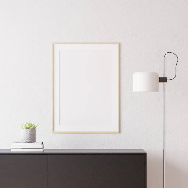 istock Interior Poster Frame Mockup with Modern Furniture Decoration 1345632572