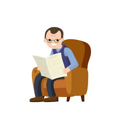 Free Cartoon of Man Reading Newspaper Clipart in AI, SVG, EPS or PSD