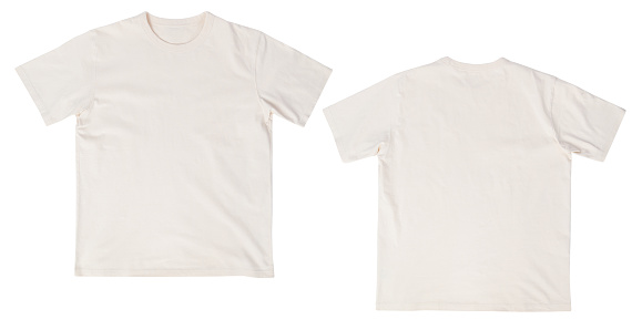 Blank Beige Tshirt Mockup Front And Back Isolated On White Background ...