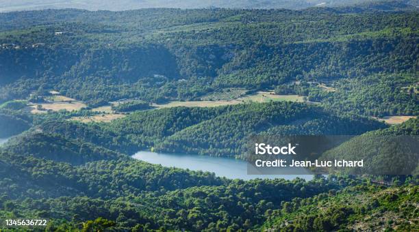 Bimont Lake Seen From The Top Of The Montagne Saintevictoire Mountain Stock Photo - Download Image Now
