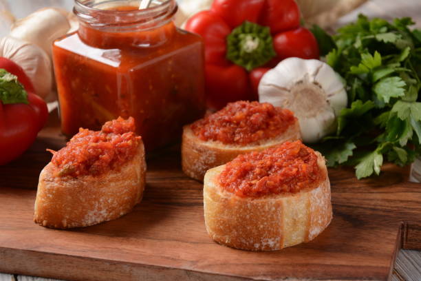 istock Ajvar, a delicious roasted red pepper and eggplant dish. 1345637959
