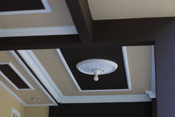 istock minimalist model house ceiling with brown and cream paint colors 1345639855