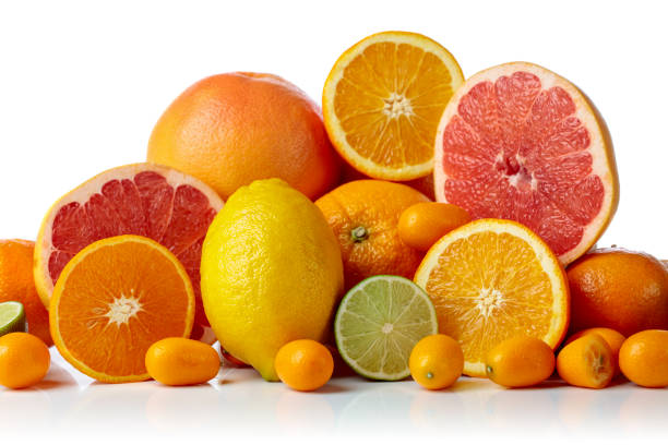 istock Citrus fruits isolated on white. 1345641197