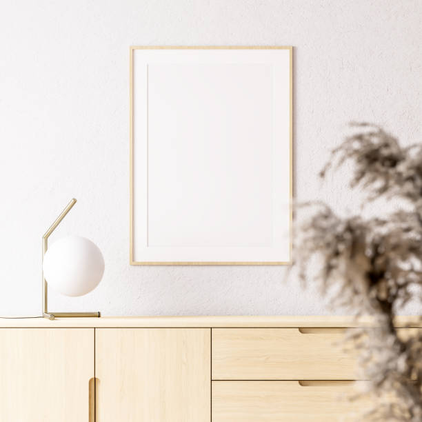 istock Interior Poster Frame Mockup with Modern Furniture Decoration 1345641346