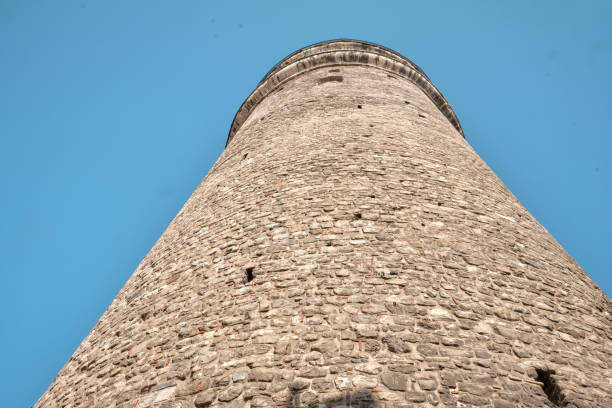 istock Galata tower photo taken from low angle 1345643518