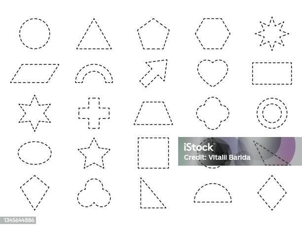 Linear Geometric Shape Examples Geometric Line Shapes Set Educational Linear Spotted Figures Stock ...