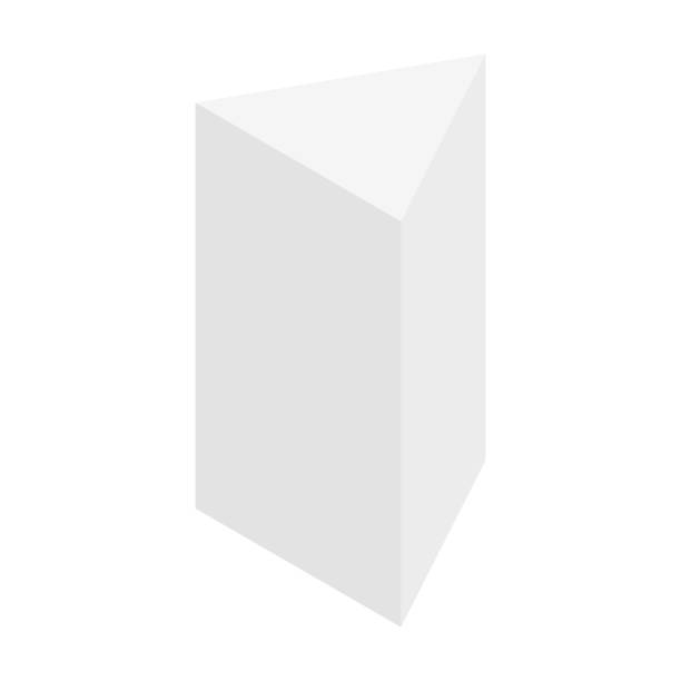 White triangular prism isometric shape. White triangular prism isometric shape. Geometric 3D symbol. Vector isolated on white dispersion stock illustrations