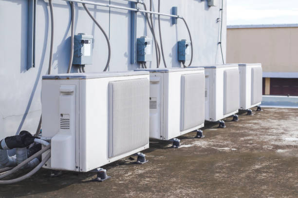 istock air condition outdoor unit compressor install outside the building. 1345645845