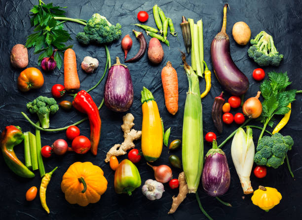istock Set of raw vegetables,top view 1345645978