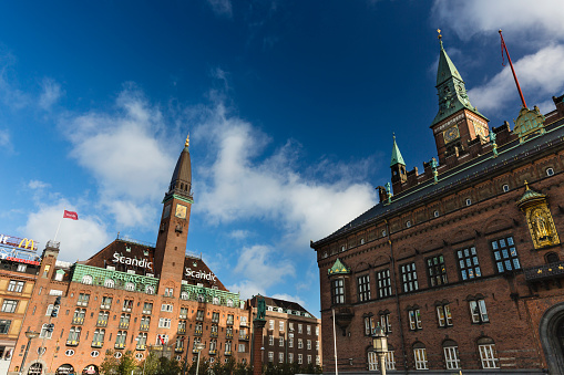 Copenhagen - October 23: Scandic Palace Hotel and City Hall of Copenhagen in Denmark on October 23, 2015