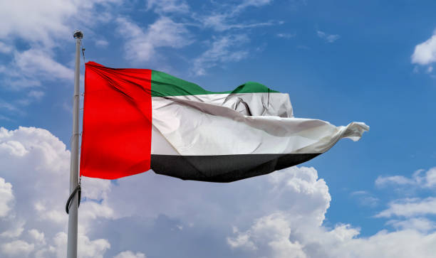 istock United arab emirates flag - realistic waving fabric flag 1345646992