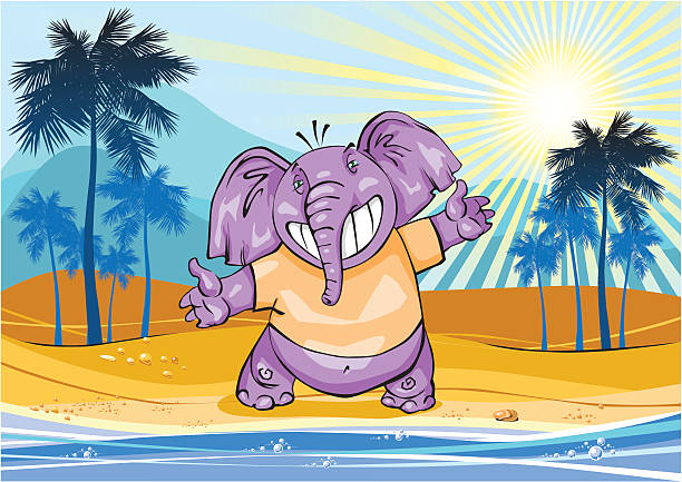 Elephant_beach - ilustração de arte em vetor