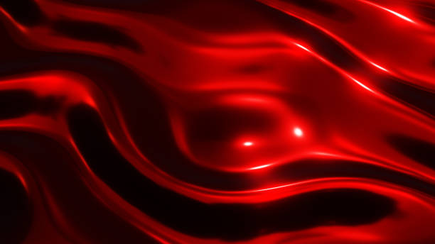 istock Red chrome metal texture with waves, liquid metallic 1345656666