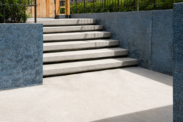 istock Outdoor steps with terrazzo material. Flooring and Wall with terrazzo materials. Garden decoration. 1345659840
