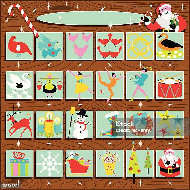 Calendario Dellavvento E 12 Giorni Di Natale - Immagini vettoriali stock e altre immagini di I dodici giorni di Natale - I dodici giorni di Natale, Calendario dell'avvento, Natale