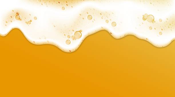 stockillustraties, clipart, cartoons en iconen met beer foam. realistic 3d frame with white clean shampoo froth and soap bubbles. detergent liquid lather. alcohol foamy drink blank border. vector water wave on sandy beach background - bier