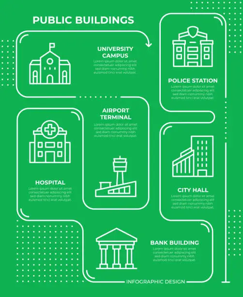 Vector illustration of Public Buildings Infographic Template