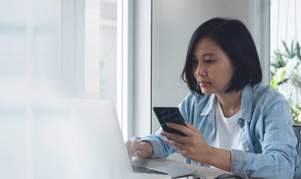istock Business woman working from home office 1345667340