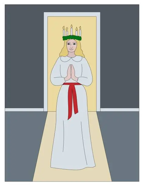 Vector illustration of Swedish Christmas tradition Lucia