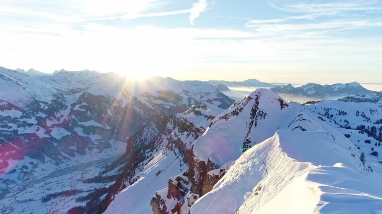 The snowcapped Alps in the sun