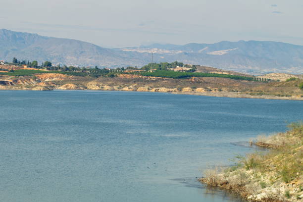 istock Nice panoramic view of the Santomera reservoir on a sunny day 1345669390