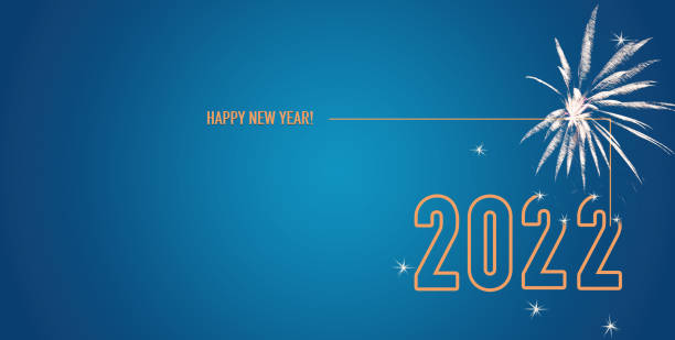 Happy New Year 2022! Blue background stock photo