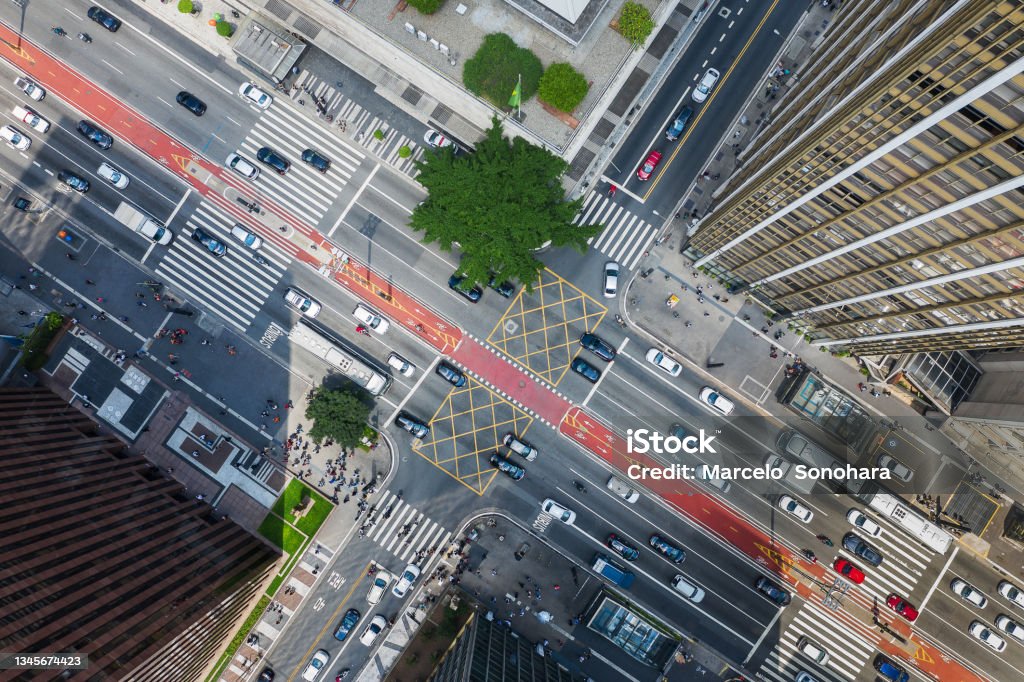 Paulista Avenue Aerial image São Paulo Stock Photo