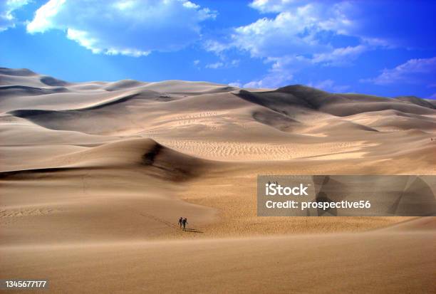 Great Sand Dune National Park And Preserve Stock Photo - Download Image Now - Great Sand Dunes National Park, Desert Area, Two People