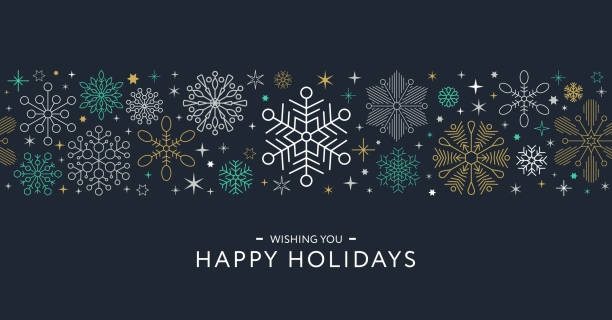크리스마스 눈송이 배경. 매끄러운 패턴. 라인 눈송이 - holiday background stock illustrations