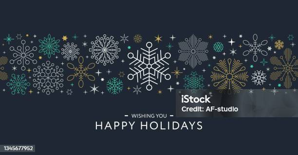 Świąteczne Tło Płatka Śniegu Bezszwowy Wzór Linia Płatków Śniegu - Stockowe grafiki wektorowe i więcej obrazów Boże Narodzenie