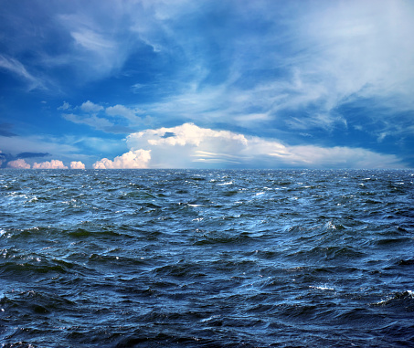 Seascape image with waves in stormy day in Florida