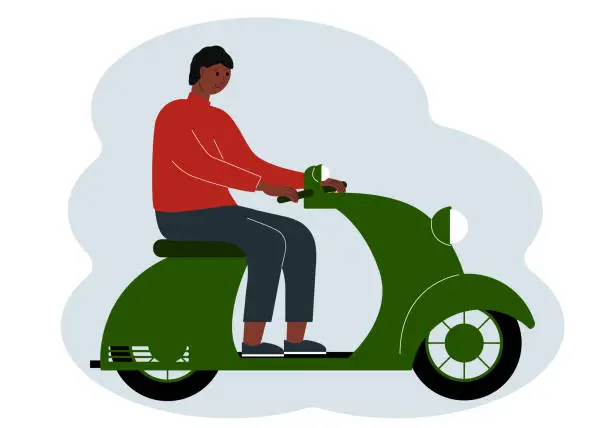 Vector illustration of Illustration of a stylish man riding a scooter