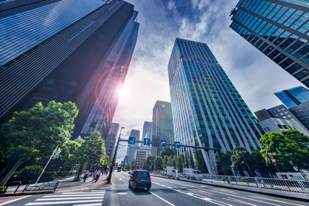 istock Buildings in Tokyo with beautiful sunlight 1345681335