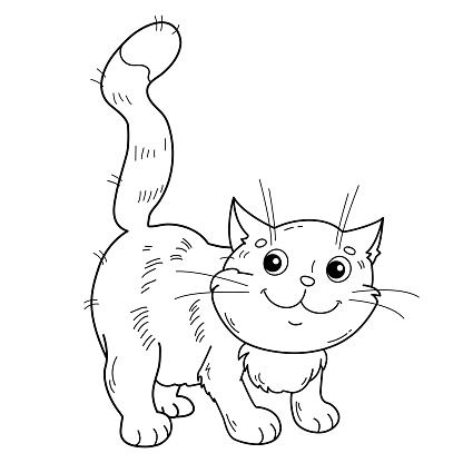 Coloring Page Outline of cartoon fat cat. Pets. Coloring book for kids.