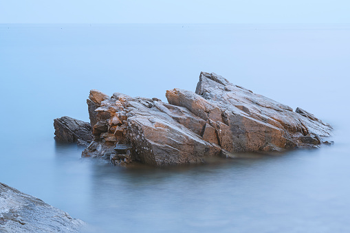 Early morning beach reef shot in Shandong Province