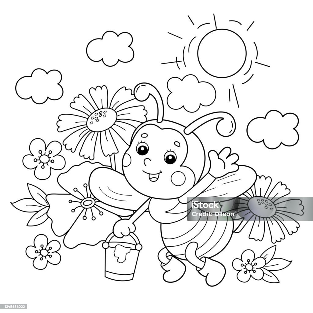 Ilustración de Dibujo Para Colorear Esquema De La Pequeña Abeja De Dibujos Animados Con Miel En El Prado De Flores Verano Libro Para Colorear Para Niños y más Vectores Libres de Derechos Ilustración de Dibujo Para Colorear Esquema De La Pequeña Abeja De Dibujos Animados Con Miel En El Prado De Flores Verano Libro Para Colorear Para Niños y más Vectores Libres de Derechos